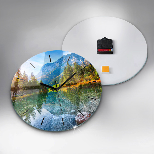 Round glass clock River Mountains Landscape