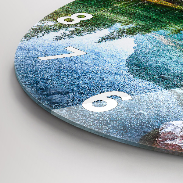 Round glass clock River Mountains Landscape