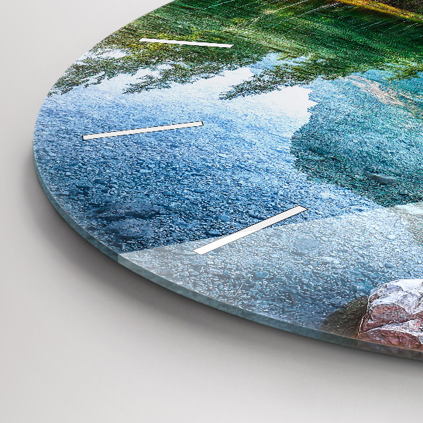 Round glass clock River Mountains Landscape