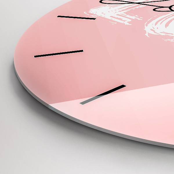 Round glass clock The inscription Love yourself