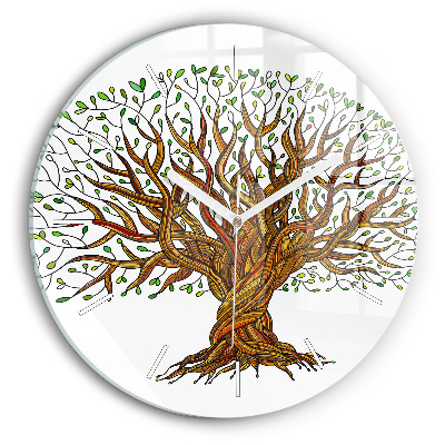 Round glass clock Tree and roots
