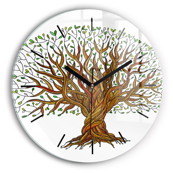 Round glass clock Tree and roots