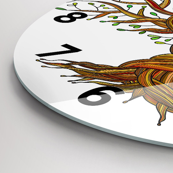 Round glass clock Tree and roots