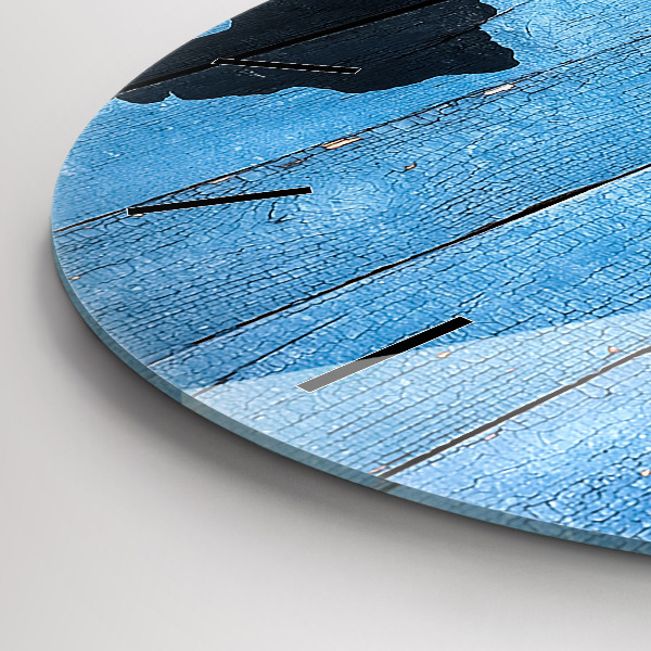 Round glass clock World map on boards