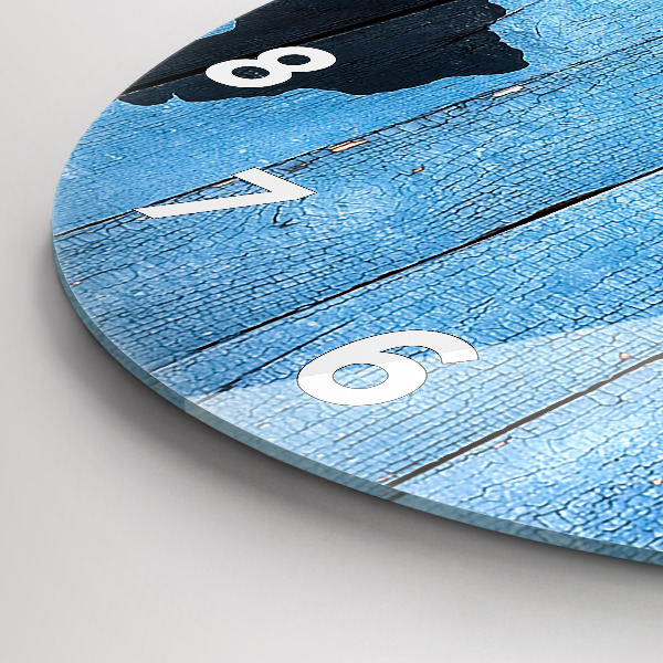 Round glass clock World map on boards