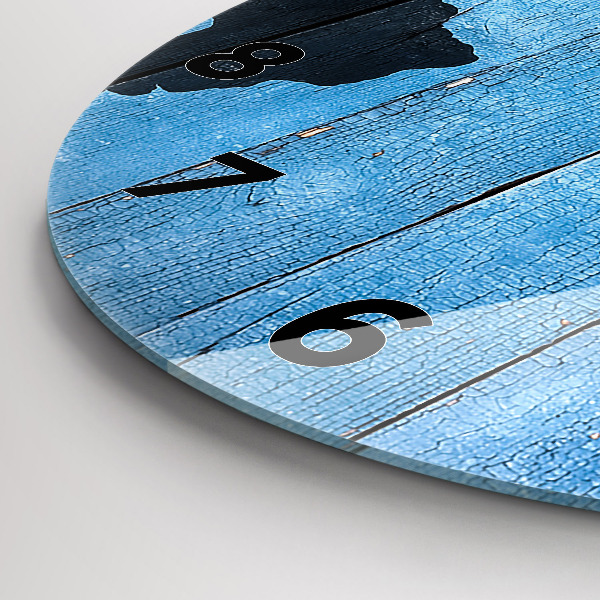 Round glass clock World map on boards