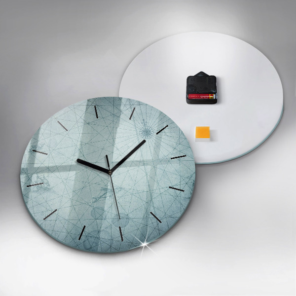 Round glass clock Vintage map