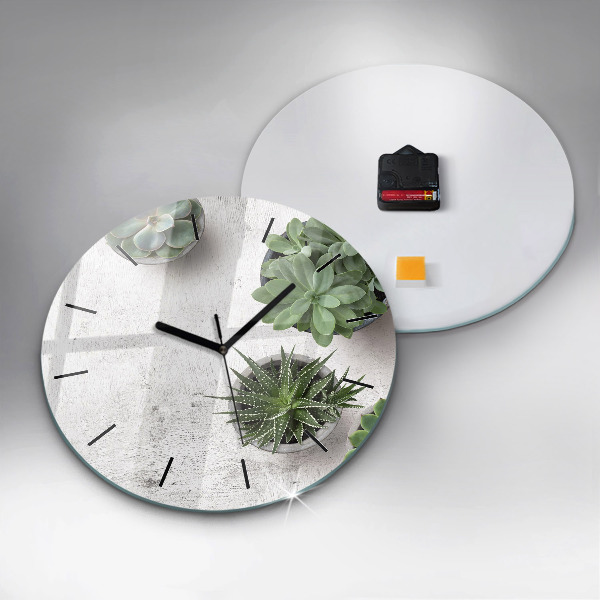 Round glass clock Ornamental plants