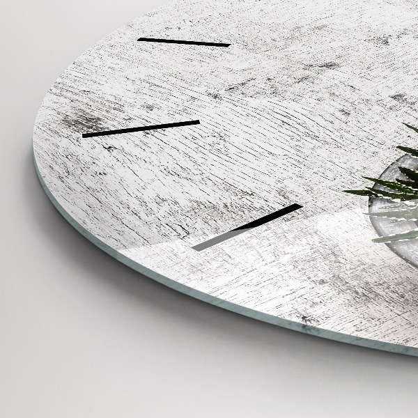 Round glass clock Ornamental plants