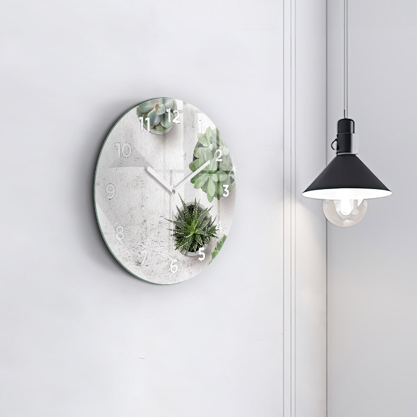 Round glass clock Ornamental plants