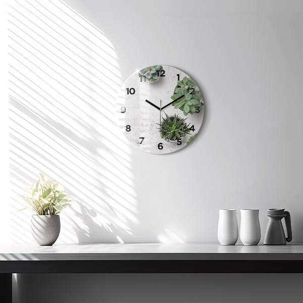 Round glass clock Ornamental plants