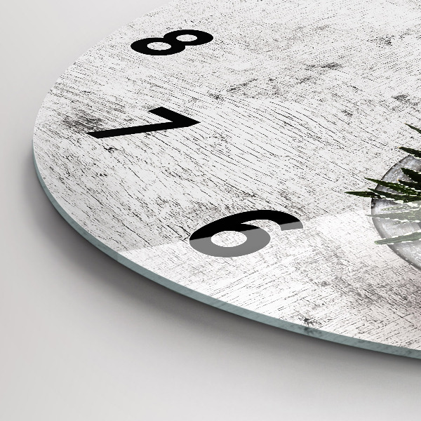 Round glass clock Ornamental plants