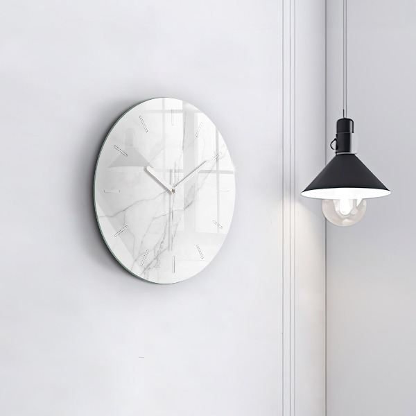 Round glass clock Decorative marble