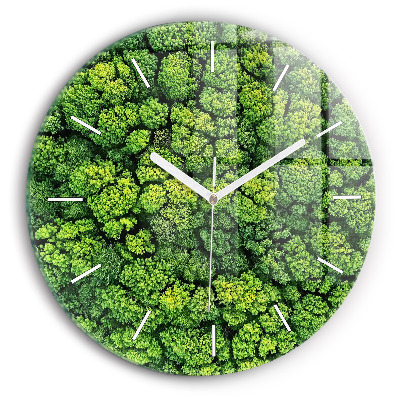 Round glass clock Forest from above