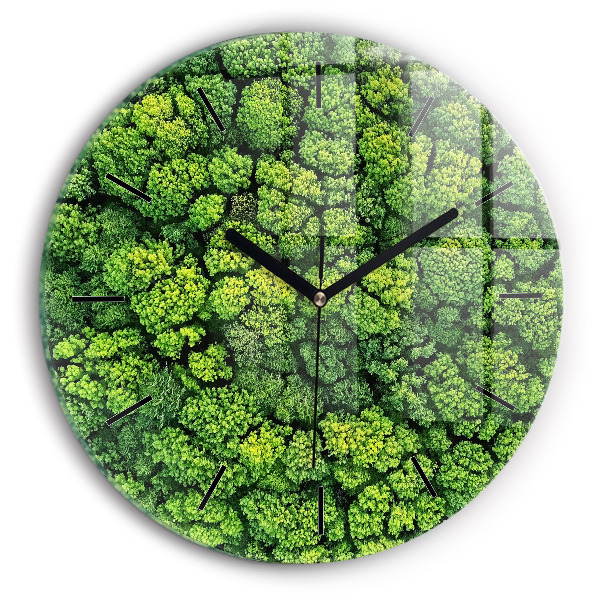 Round glass clock Forest from above