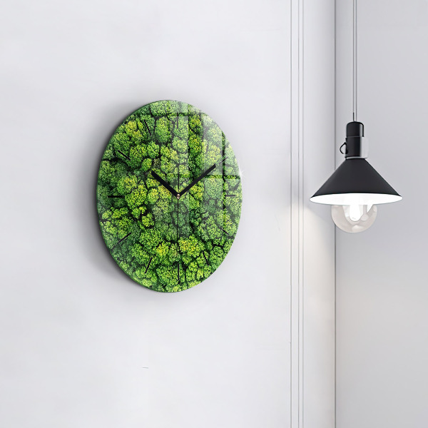 Round glass clock Forest from above