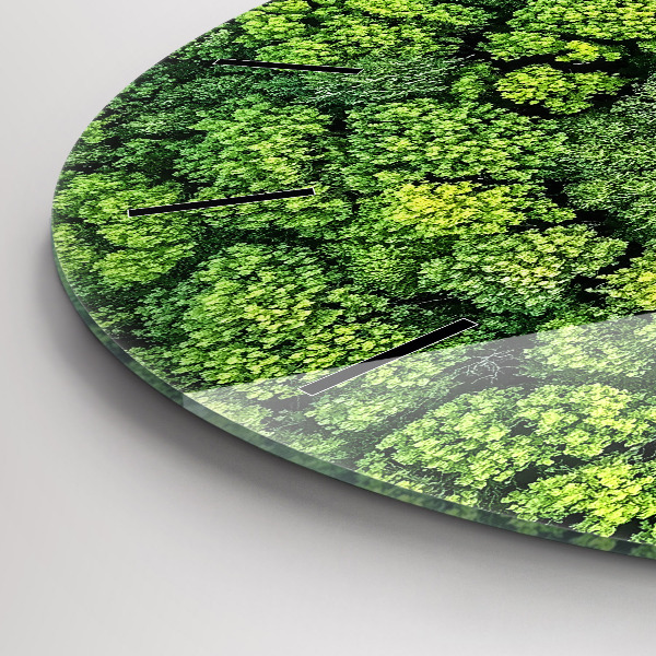 Round glass clock Forest from above