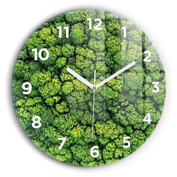 Round glass clock Forest from above