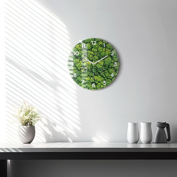 Round glass clock Forest from above