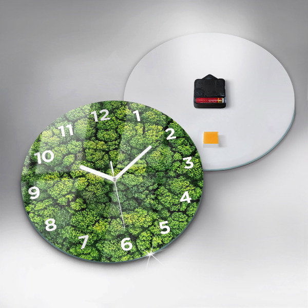 Round glass clock Forest from above