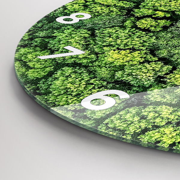 Round glass clock Forest from above