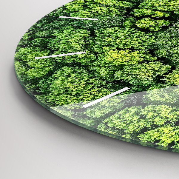 Round glass clock Forest from above