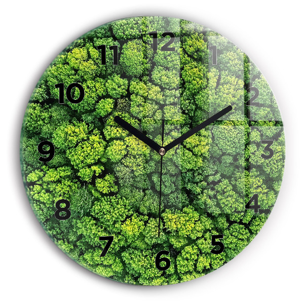 Round glass clock Forest from above