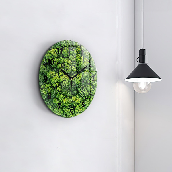 Round glass clock Forest from above