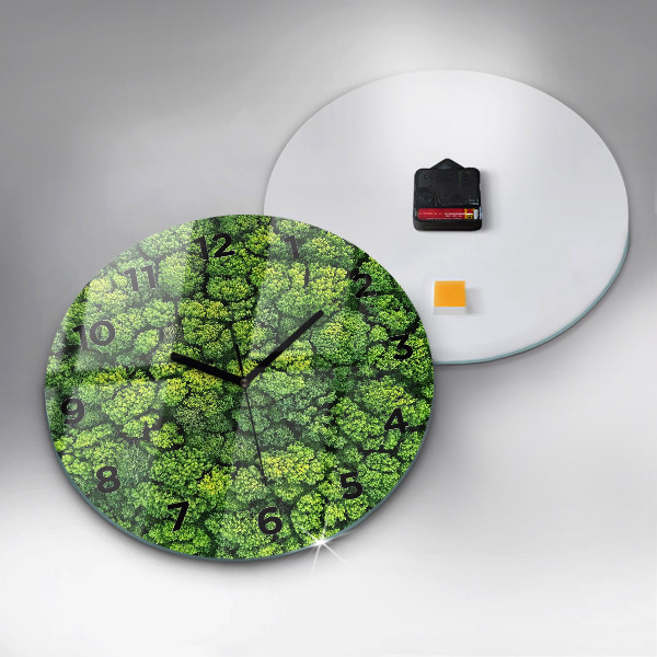 Round glass clock Forest from above