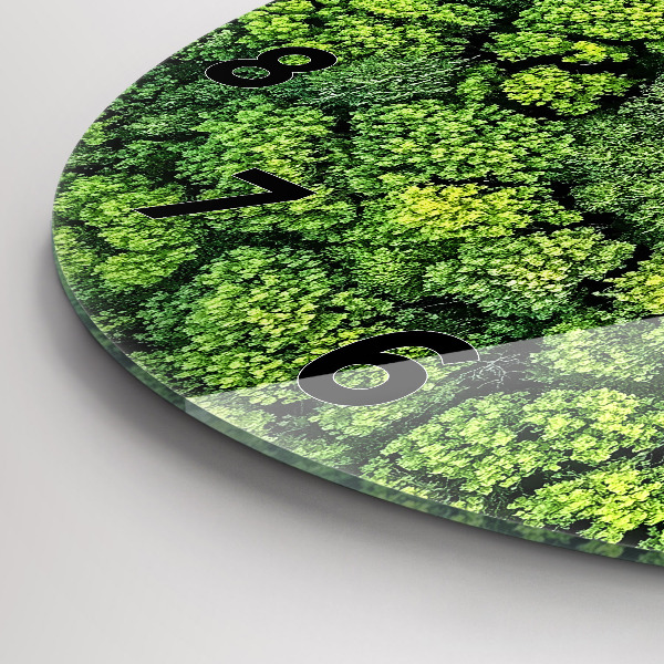 Round glass clock Forest from above
