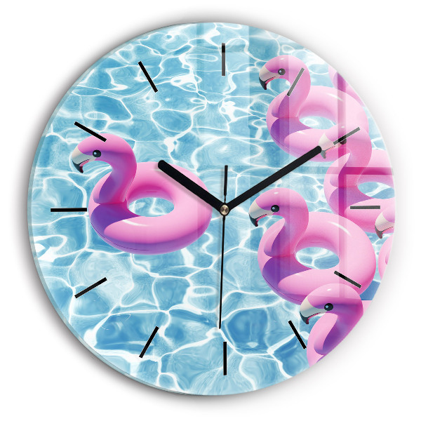 Round glass clock Flamingo inflatables