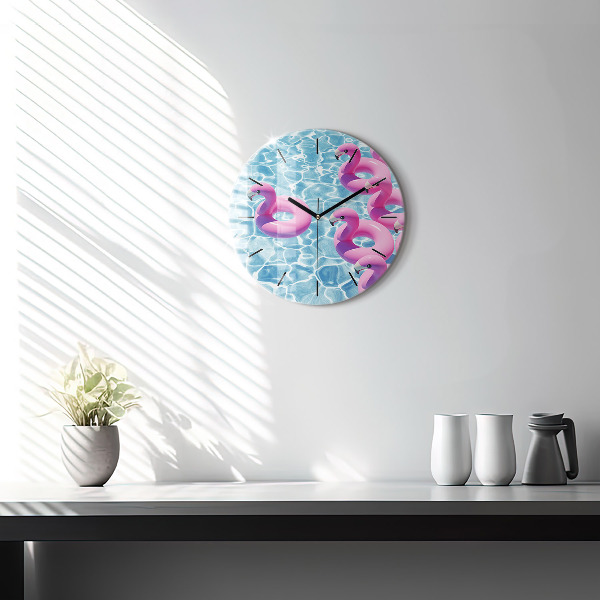 Round glass clock Flamingo inflatables