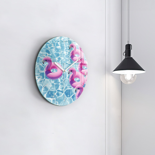 Round glass clock Flamingo inflatables