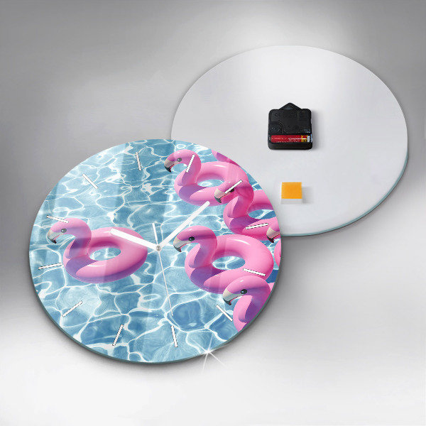 Round glass clock Flamingo inflatables