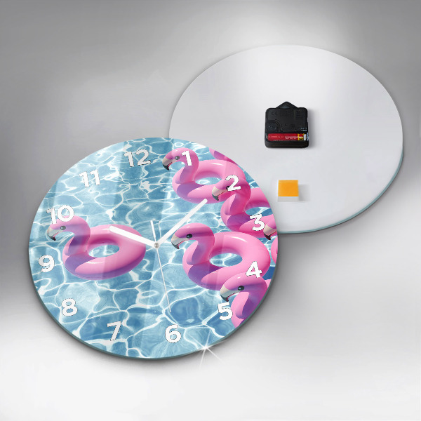 Round glass clock Flamingo inflatables