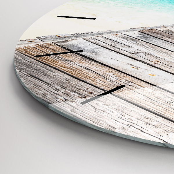 Round glass clock Tropical island