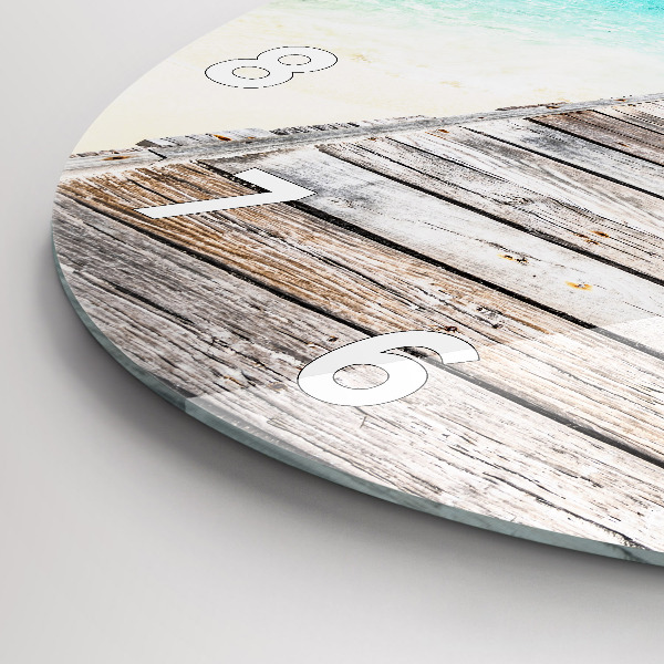 Round glass clock Tropical island