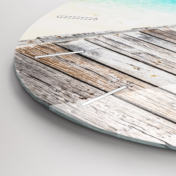 Round glass clock Tropical island