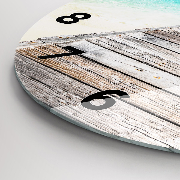 Round glass clock Tropical island