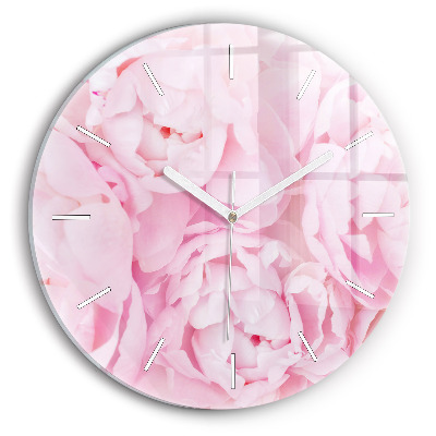 Round glass clock Blooming flowers