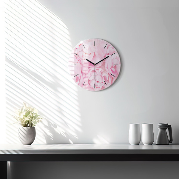 Round glass clock Blooming flowers