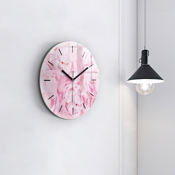 Round glass clock Blooming flowers