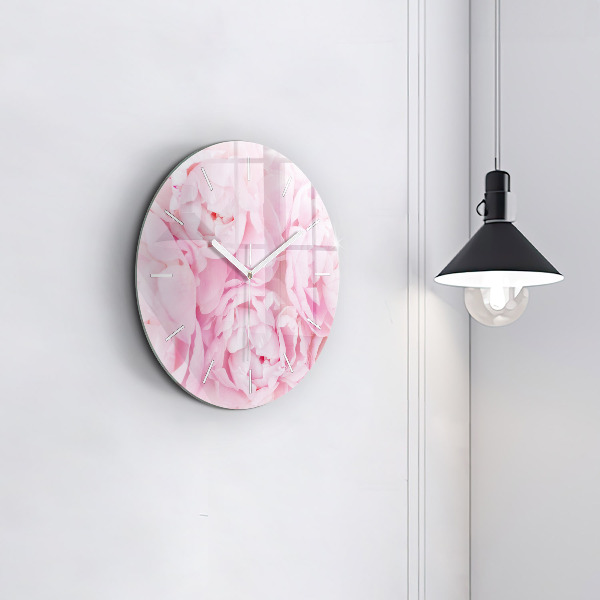 Round glass clock Blooming flowers