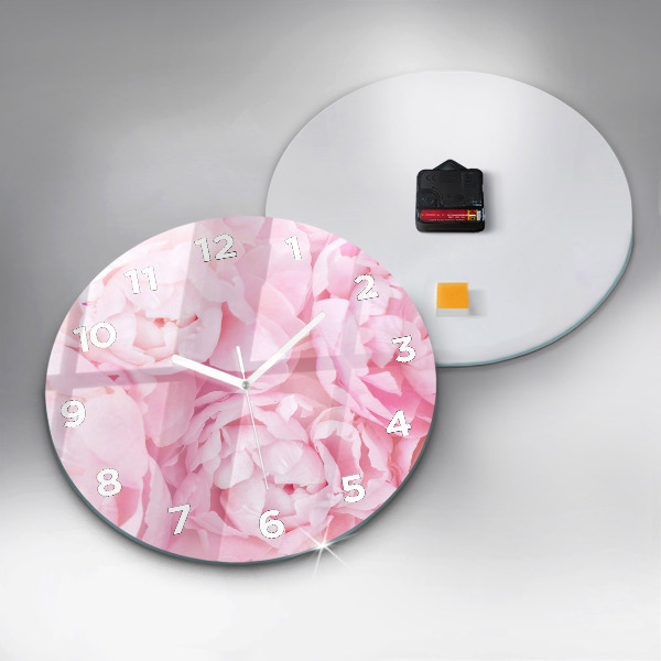 Round glass clock Blooming flowers