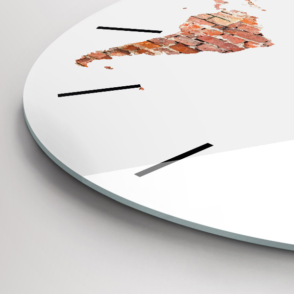 Round glass clock Old brick map