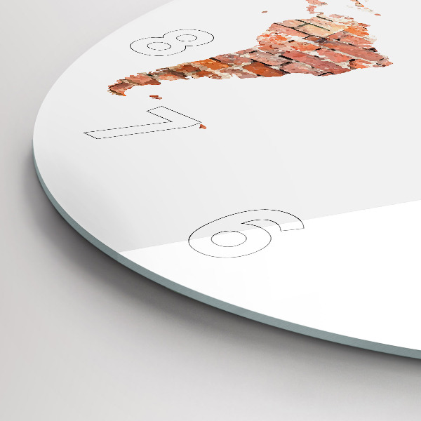Round glass clock Old brick map