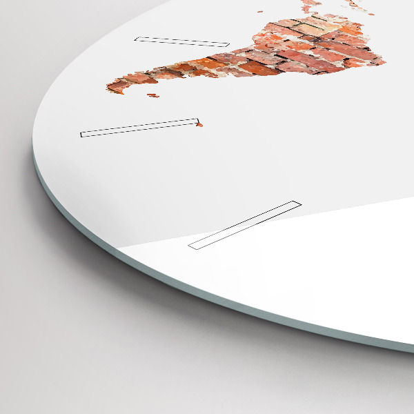 Round glass clock Old brick map