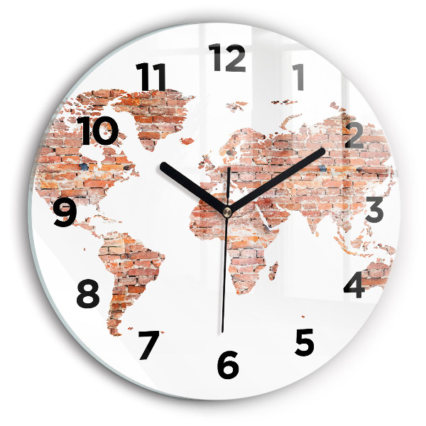 Round glass clock Old brick map