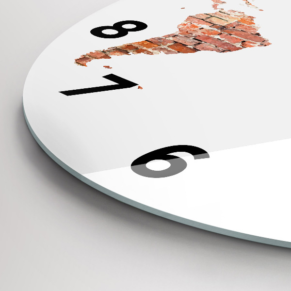 Round glass clock Old brick map