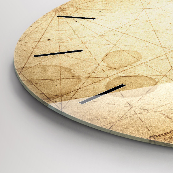 Round glass clock Old world map